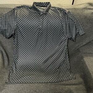 Greg Norman Collection Black Polo with White Dots